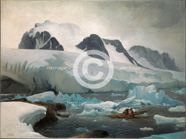 Eskimo kayaks, the kiss, 1842. Creator: Biard, François-August (1798-1882).