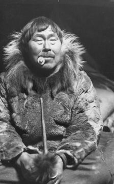 Eskimo smoking pipe, between c1900 and c1930. Creator: Unknown