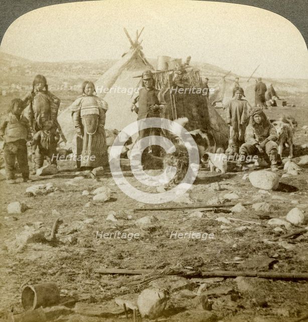 Eskimos, Greenland.Artist: Underwood & Underwood
