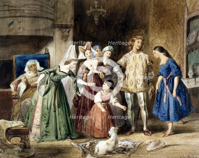 Esmeralda at Madame de Gondelaurier. The Hunchback of Notre-Dame by Victor Hugo, 1831. Creator: Boulanger, Louis Candide (1806-1867).