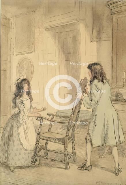 Esmond Placed the Great Chair between Him and Her, 1905. Creator: Hugh Thomson.