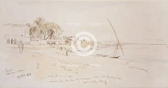 Esneh, Egypt, 1854. Artist: Edward Lear.