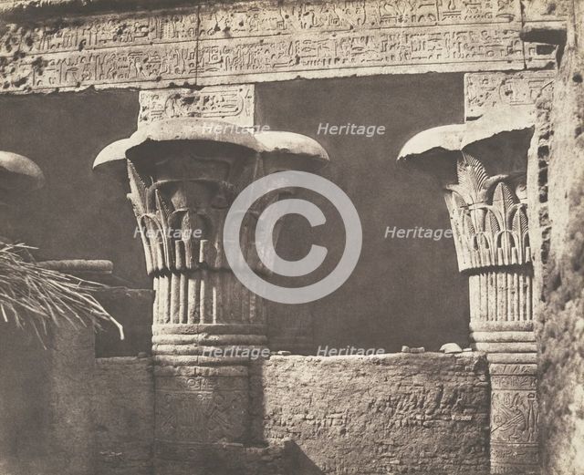 Esneh (Latopolis), Construction Ensablée - Architrave, Fûts et Chapiteaux, 1851-52. Creator: Félix Teynard.