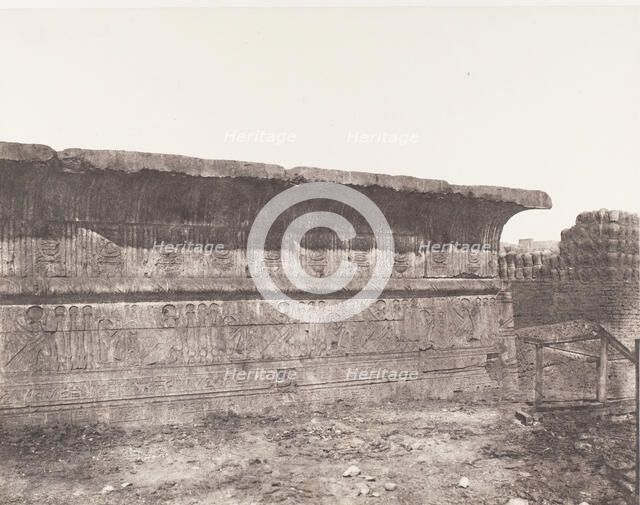 Esneh (Latopolis), Construction Ensablée - Paroi Extérieure - Corniche..., 1851-52, printed 1853-54. Creator: Félix Teynard.