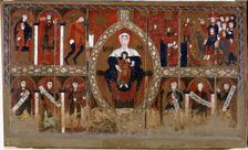 Espinelves Frontal (or the three kings), panel painting. Mother of God dominates the center of t…