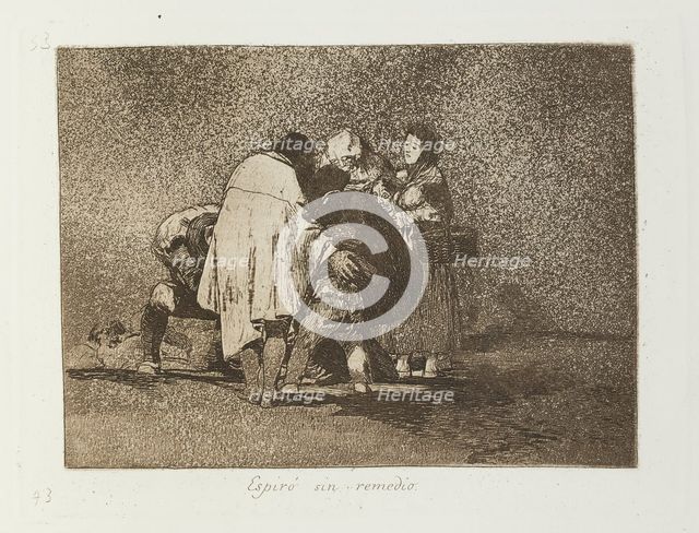 Espiró sin remedio.; Los Desastres de la Guerra, Madrid 1863. Creator: Francisco Goya.