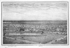 Esplanade Row and mosque, panorama of Calcutta, India, c1840s.Artist: Frederick Fiebig