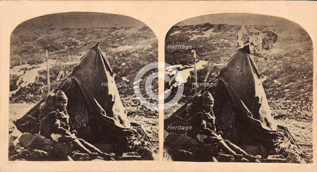 Esquimau avec sa tente, ca. 1859. Creator: Isaac Israel Hayes.