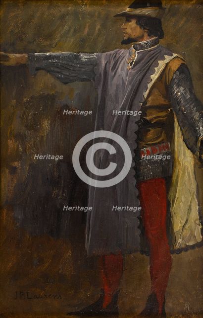 Esquisse de détail pour l'Hôtel de Ville de Paris : Etienne Marcel protège le Dauphin, c.1889. Creator: Jean-Paul Laurens.