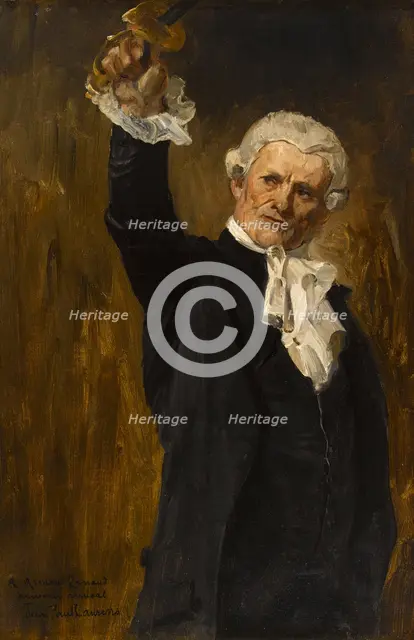 Esquisse de détail pour l' Hôtel de Ville de Paris : La voûte d'acier, figure d'un édile..., c.1888. Creator: Jean-Paul Laurens.
