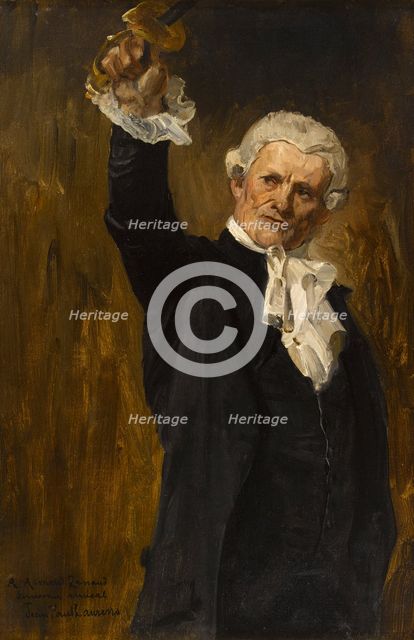 Esquisse de détail pour l' Hôtel de Ville de Paris : La voûte d'acier, figure d'un édile..., c.1888. Creator: Jean-Paul Laurens.