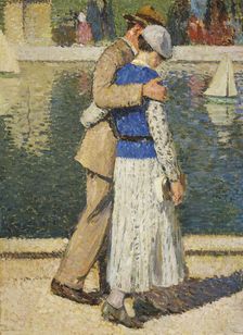 Esquisse de détail pour l'escalier d'Honneur de la mairie du 5ème : un couple..., c.1932-1935. Creator: Henri Jean Guillaume Martin