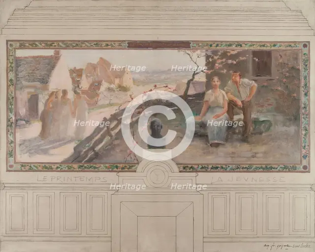 Esquisse de la mairie de Montreuil-sous-Bois : Le printemps - La jeunesse, 1892. Creators: Auguste-François-Marie Gorguet, Ernest de Bonnencontre.