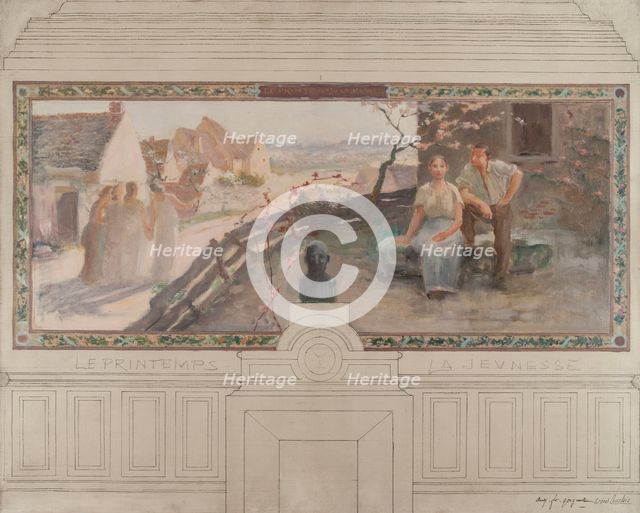 Esquisse de la mairie de Montreuil-sous-Bois : Le printemps - La jeunesse, 1892. Creators: Auguste-François-Marie Gorguet, Ernest de Bonnencontre.