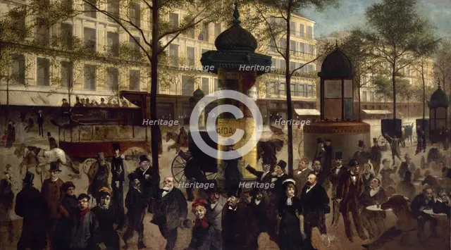 Esquisse pour un panorama du boulevard Montmartre animé des personnalités parisiennes..., c1880. Creator: Andre Gill.
