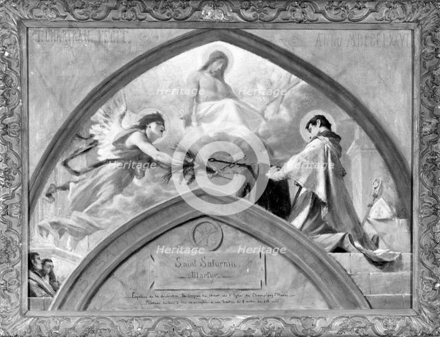 Esquisse pour l'église de Champigny-sur-Marne : le Martyre de saint Saturnin, 1876. Creator: Theobald Chartran.