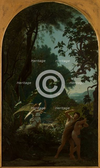 Esquisse pour l'église de la Trinité : Adam et Eve chassés du paradis, 1877. Creator: François Louis Français.