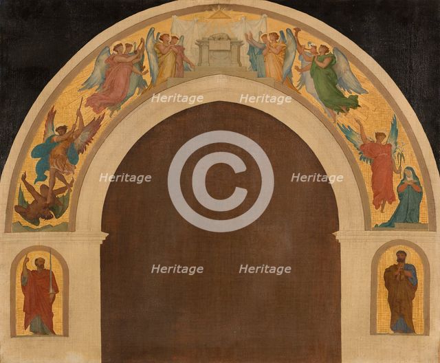 Esquisse pour l'église de la Trinité : L'Agneau pascal. Groupe d'anges adorateurs..., c.1864. Creator: Armand Felix Marie Jobbe-Duval.