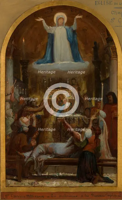 Esquisse pour l'église de La Trinité : Les Malheureux et les pauvres implorent sainte..., c.1873. Creator: Felix Joseph Barrias.