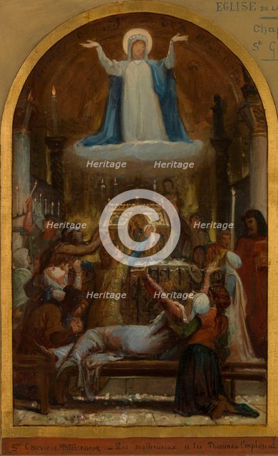 Esquisse pour l'église de La Trinité : Les Malheureux et les pauvres implorent sainte..., c.1873. Creator: Felix Joseph Barrias.
