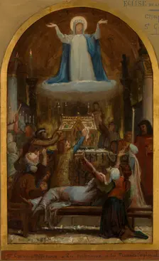 Esquisse pour l'église de La Trinité : Les Malheureux et les pauvres implorent sainte..., c.1873. Creator: Felix Joseph Barrias
