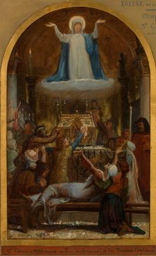 Esquisse pour l'église de La Trinité : Les Malheureux et les pauvres implorent sainte..., c.1873. Creator: Felix Joseph Barrias
