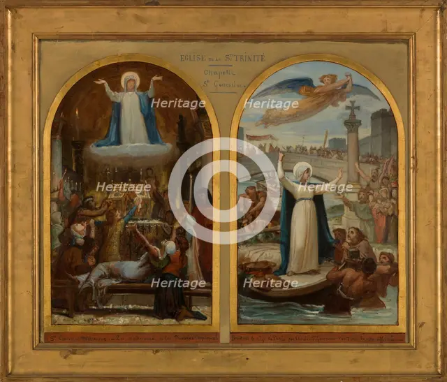 Esquisse pour l'église de La Trinité : Les Malheureux et les pauvres implorent sainte..., c.1873. Creator: Felix Joseph Barrias.