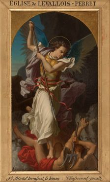 Esquisse pour l'église de Levallois-Perret : saint Michel terrassant le Démon, 1873. Creator: Gustave Adolphe Chassevent-Bacques
