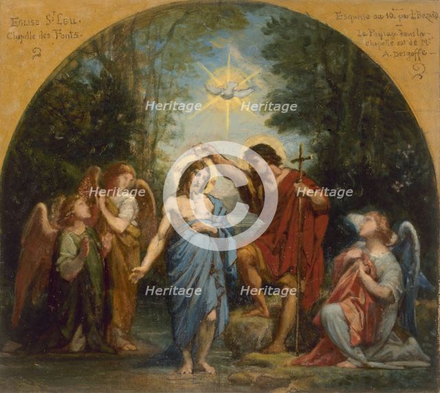 Esquisse pour l'église de Saint-Leu-Saint-Gilles : Le Baptême du Christ, c.1869. Creator: Jean Louis Bezard.