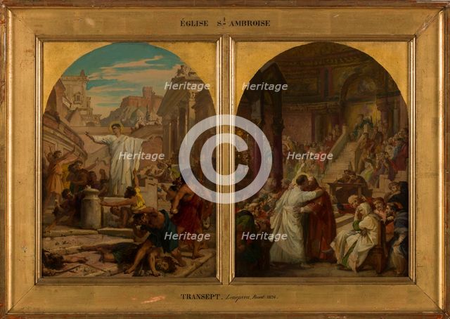 Esquisse pour l'église Saint-Ambroise : saint Augustin, au concile de Carthage..., c.1873-1875. Creator: Jules Eugene Lenepveu.