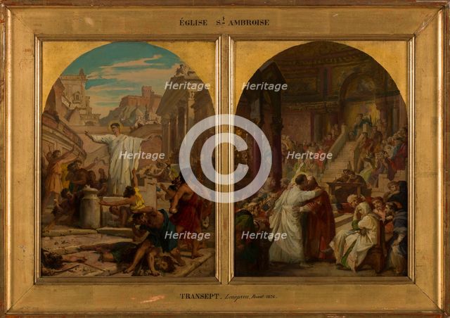 Esquisse pour l'église Saint-Ambroise : saint Augustin faisant cesser un usage..., c.1872-1875. Creator: Jules Eugene Lenepveu.
