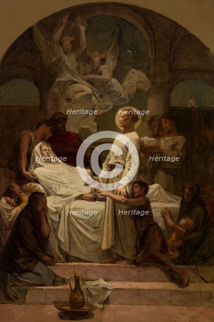 Esquisse pour l'église Saint-Augustin : La mort de sainte Monique, 1874. Creator: Diogene Ulyssee Napoleon Maillart.