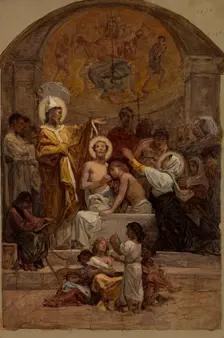 Esquisse pour l'église Saint-Augustin : Le Baptême de saint Augustin, 1870 — 1874. Creator: Diogene Ulyssee Napoleon Maillart
