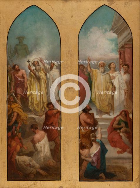 Esquisse pour l'église Saint-Bernard-de-la-Chapelle : Sainte Denis prêchant. Martyre..., 1866. Creator: Charles Adolphe Bonnegrace.