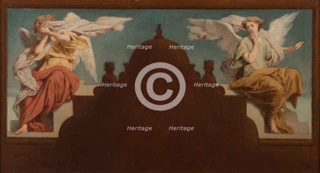 Esquisse pour l'église Saint-Etienne-du-Mont : Deux anges assis, 1874. Creator: Paul-Félix Guerie.