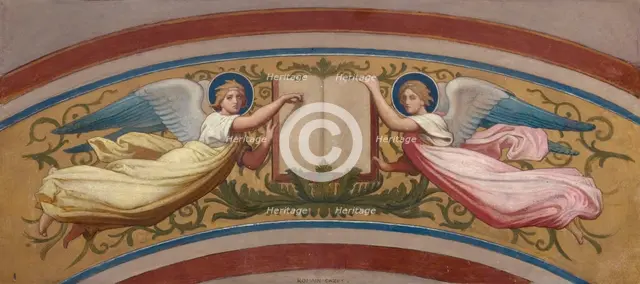 Esquisse pour l'église Saint-François-Xavier : Le livre des évangiles soutenu par..., c.1874-1876. Creator: Romain Cazes.