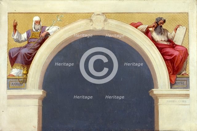 Esquisse pour l'église Saint-François-Xavier : Moïse et Aaron, between 1874 and 1876. Creator: Romain Cazes.