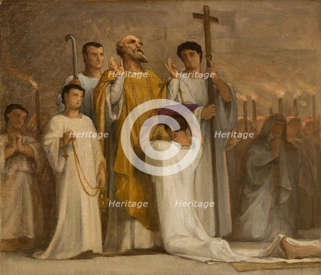 Esquisse pour l'église Saint-Gervais : La Vierge intercédant près de Jésus pour les..., c.1869-1871. Creator: Armand Felix Marie Jobbe-Duval.