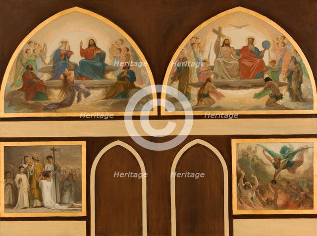 Esquisse pour l'église Saint-Gervais : La Vierge intercédant près de Jésus pour les..., c.1869-1871. Creator: Armand Felix Marie Jobbe-Duval.