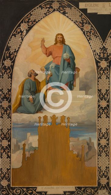 Esquisse pour l'église saint Laurent : Saint Joseph aux pieds de Jésus Christ, 1878. Creator: Louis Stanislas Faivre-Duffer.