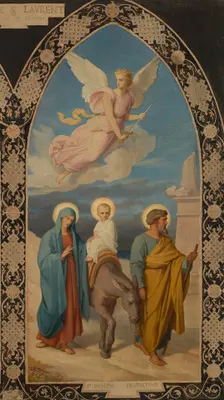 Esquisse pour l'église saint Laurent : Saint Joseph aux pieds de Jésus Christ - la Fuite..., 1878. Creator: Louis Stanislas Faivre-Duffer