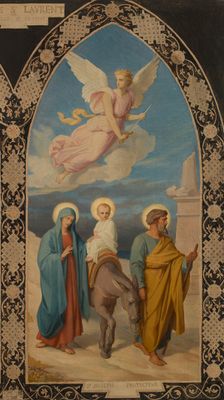 Esquisse pour l'église saint Laurent : Saint Joseph aux pieds de Jésus Christ - la Fuite..., 1878. Creator: Louis Stanislas Faivre-Duffer