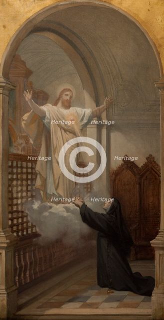 Esquisse pour l'église Saint-Louis-en-l'Ile : Vision de sainte Marie Alacocque, 1870. Creator: Jules-Joseph Dauban.