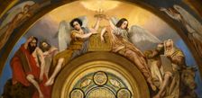 Esquisse pour l'église Saint-Louis-en-l'Ile : Les Reliques de la Passion - Deux anges et..., 1841. Creator: Pierre-Jules Jollivet