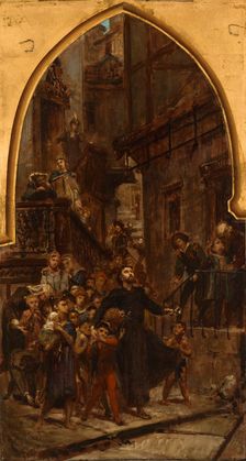 Esquisse pour l'église Saint-Merry : Saint François-Xavier parcourant les rues de Goa..., 1874. Creator: Pierre-Paul-Leon Glaize