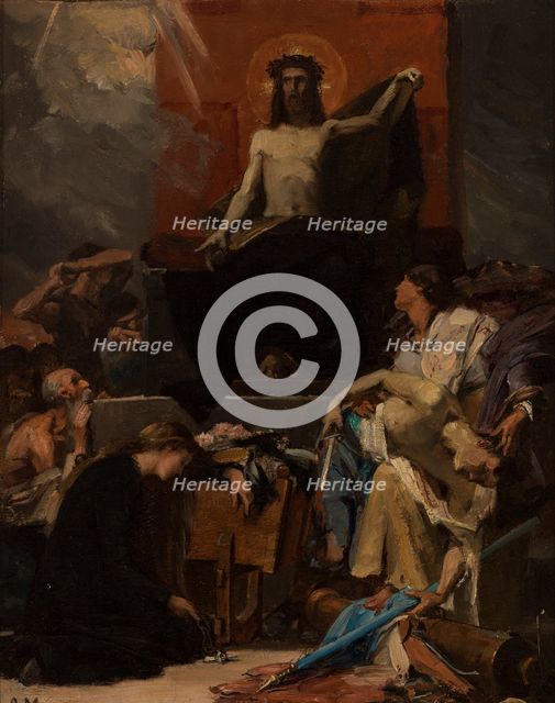 Esquisse pour l'église Saint-Nicolas-des-Champs : Le Christ Rédempteur, Le Christ..., c.1877. Creator: Albert Maignan.
