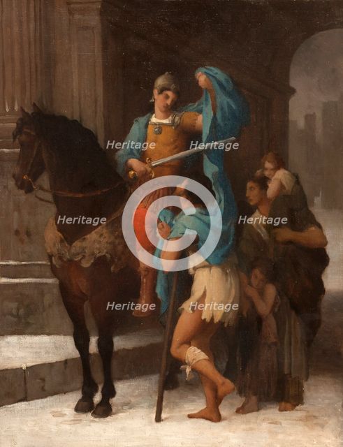 Esquisse pour l'église Saint-Nicolas-des-Champs : Saint Martin partageant son manteau avec..., 1870. Creator: Ernest-Barthélémy Michel.
