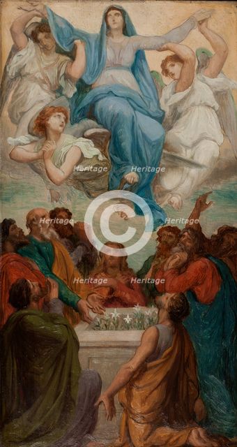 Esquisse pour l'église Saint-Sulpice : L'Assomption de la Vierge, 1869. Creator: Emile Jean Baptiste Philippe Bin.