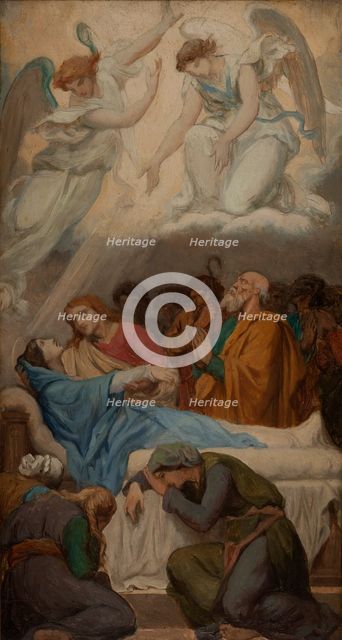 Esquisse pour l'église Saint-Sulpice : La Mort de la Vierge, 1869. Creator: Emile Jean Baptiste Philippe Bin.