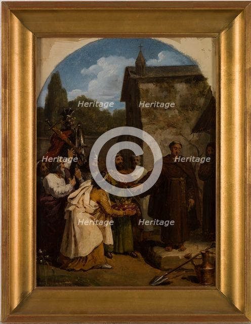 Esquisse pour l'église Saint-Sulpice : Saint Fiacre refusant la couronne d'Ecosse, 1818. Creator: François-Louis Dejuinne.